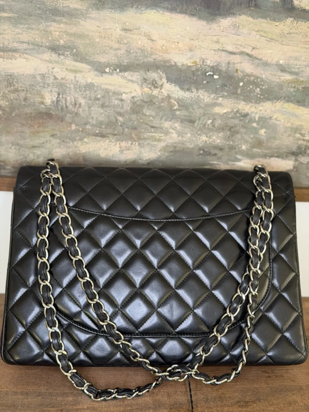 CHANEL MAXI Shoulder Bag with SILVER HARDWARE - Picture 13 of 14
